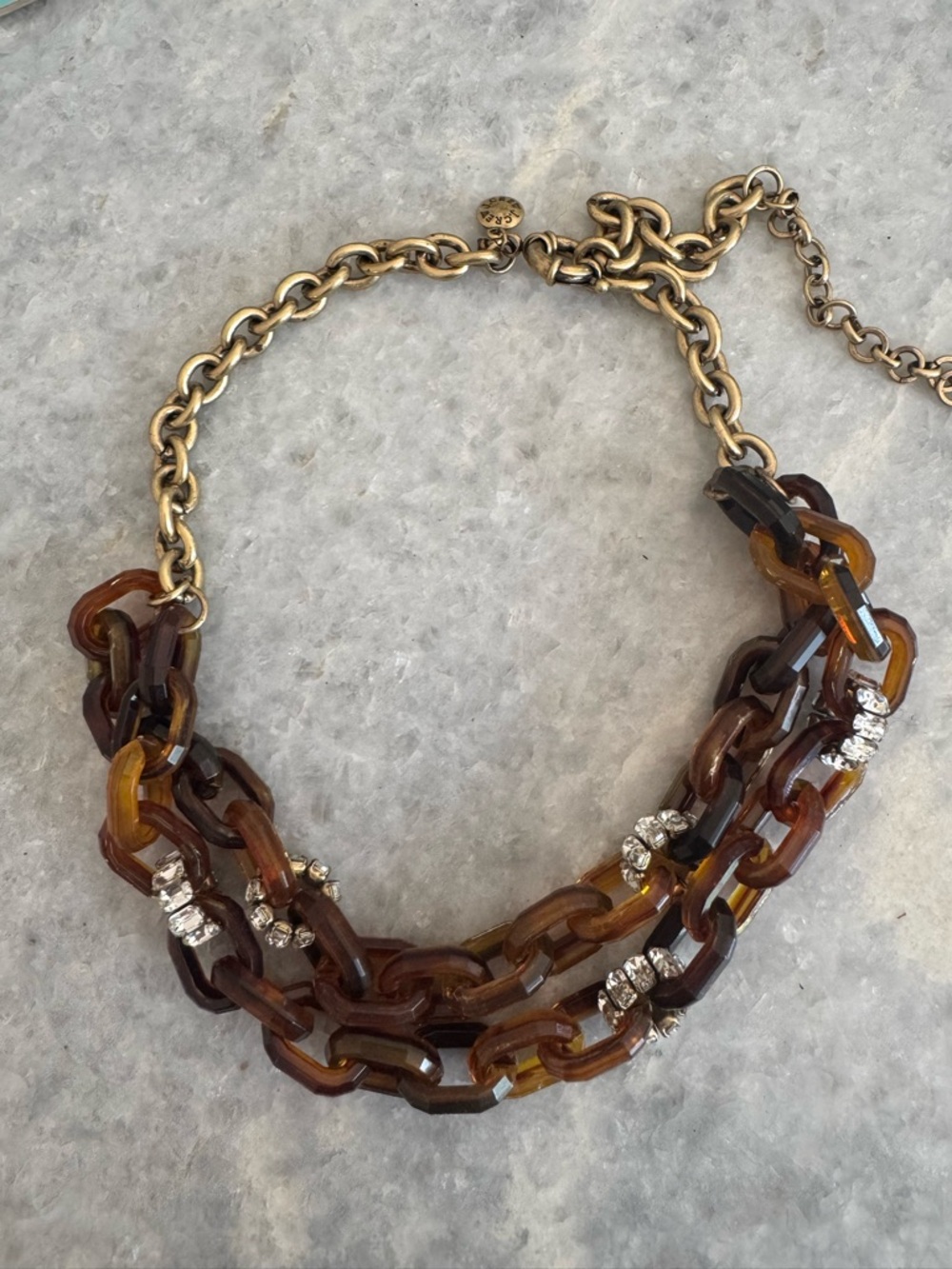J. Crew, tortoise and rhinestone, necklace